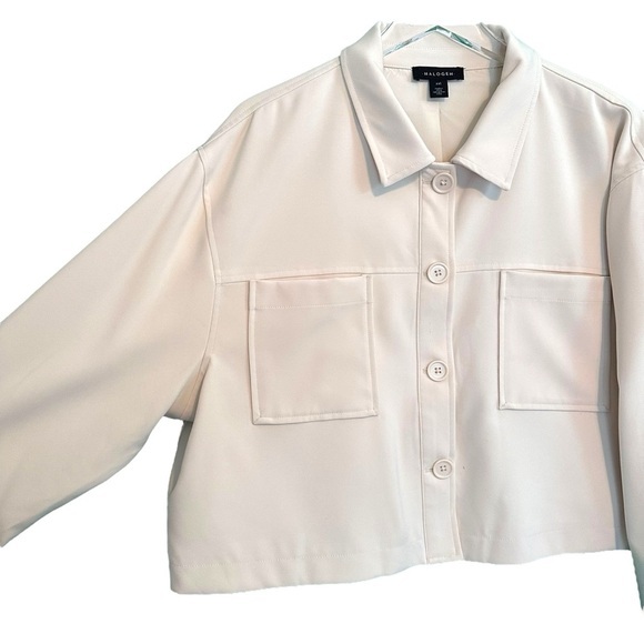 HALOGEN Womens Plus Patch Pocket Cropped Boxy Fit Jacket Ivory Size XXL - Picture 5 of 13